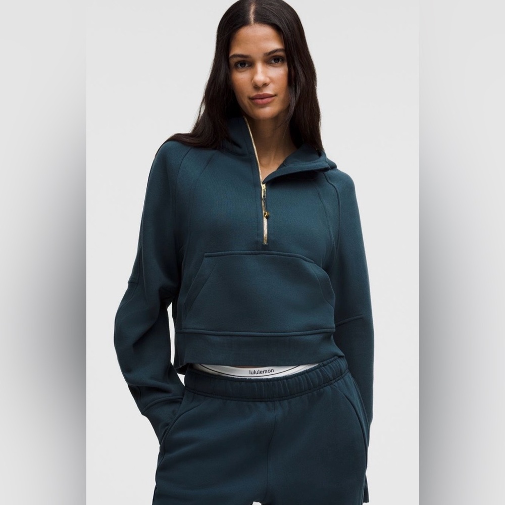 Lululemon NWT Scuba Oversized Half Zip Hoodie Indochine Blue Gold Size M/L